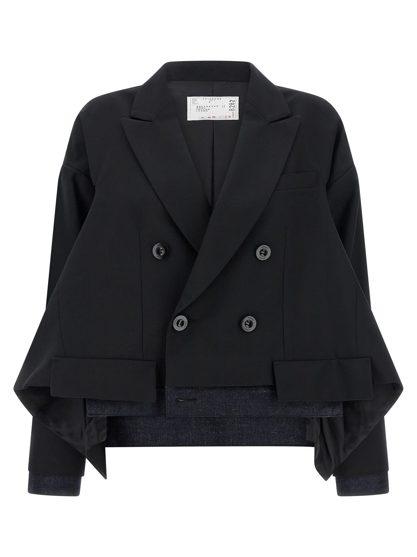 Sacai Denim Insert Blazer Black