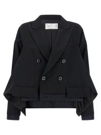 Sacai Denim Insert Blazer Black