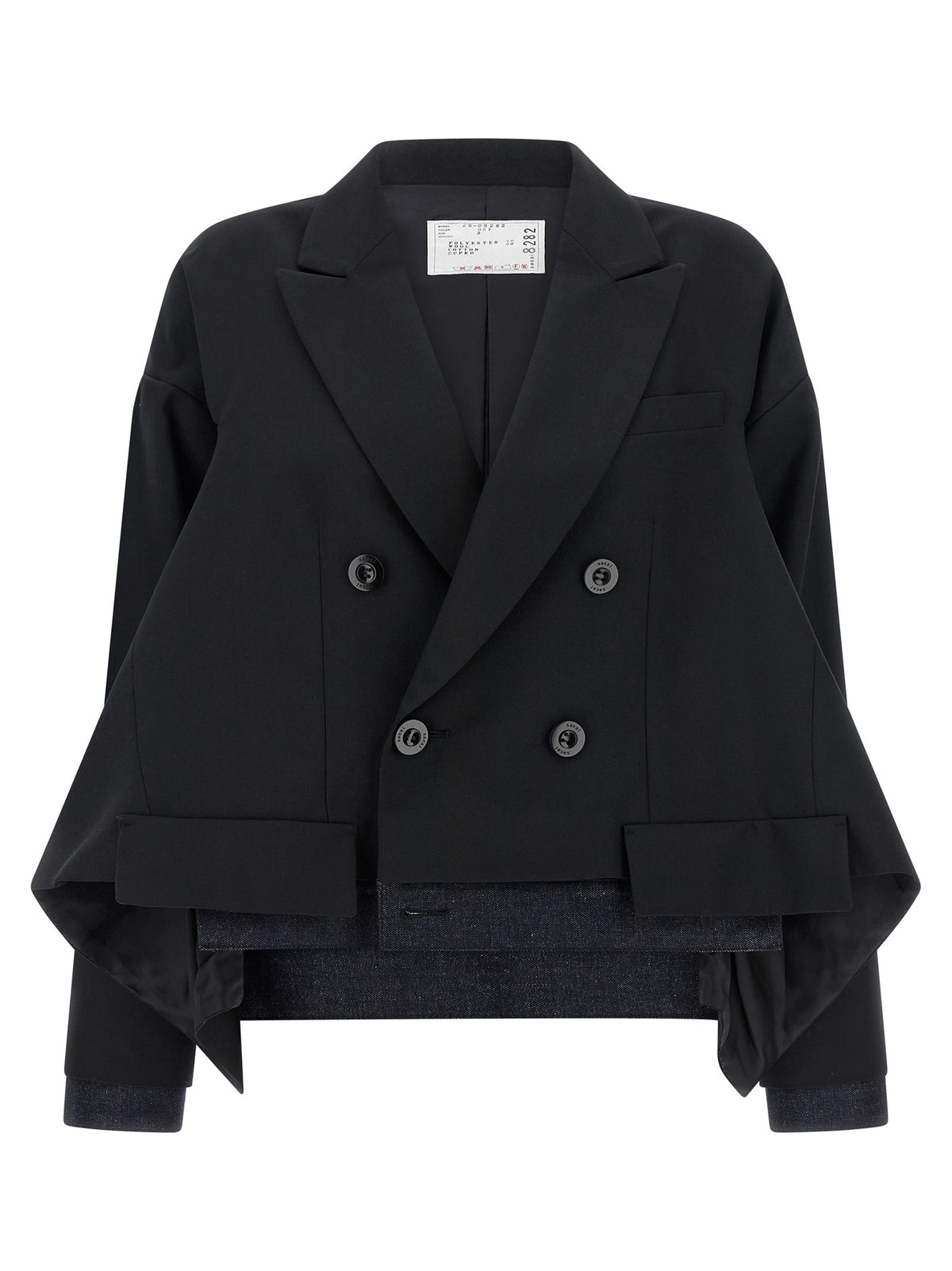 Sacai Denim Insert Blazer Black