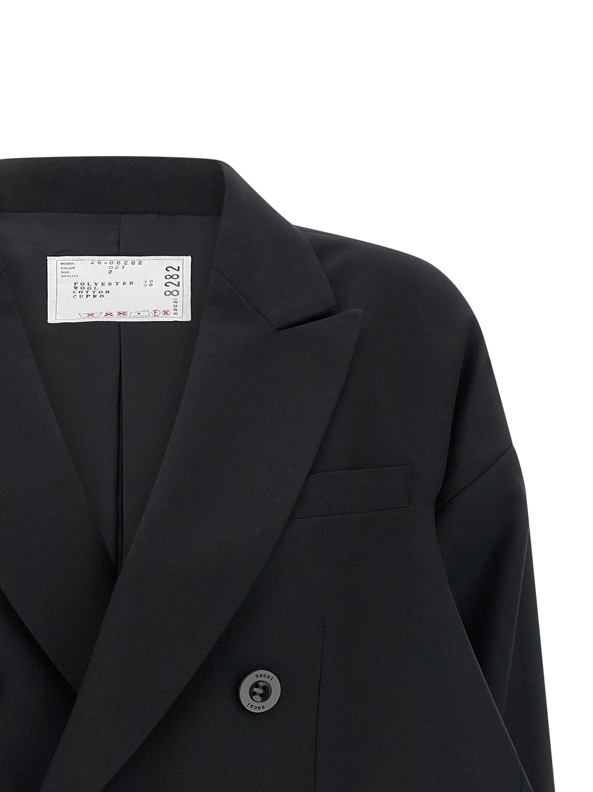 Sacai Denim Insert Blazer Black, view 3