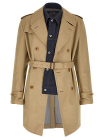 Junya Watanabe Denim Insert Trench Coat Beige
