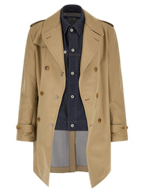 Junya Watanabe Denim Insert Trench Coat Beige
