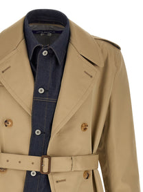 Junya Watanabe Denim Insert Trench Coat Beige