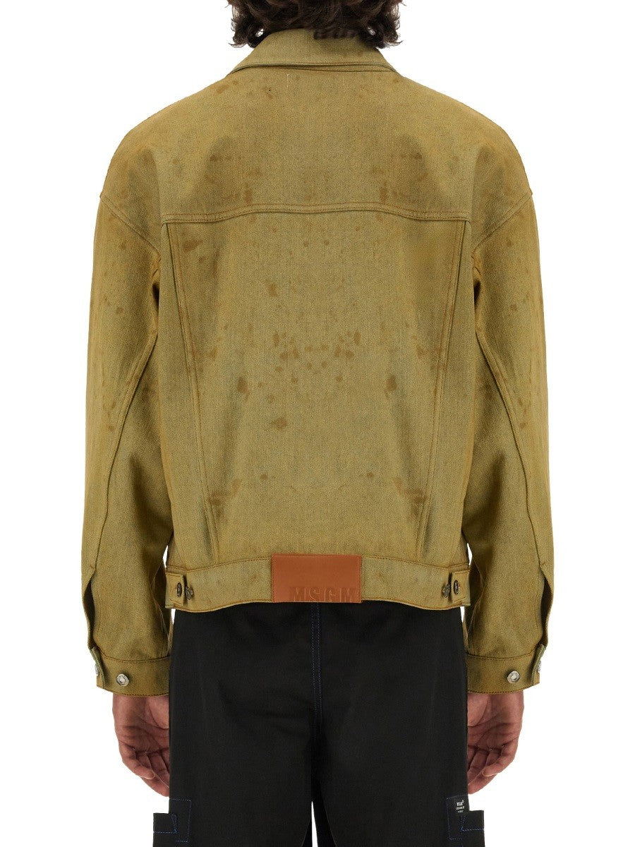 MSGM Men's Denim Jacket Dyed in Tea Blue MSGM