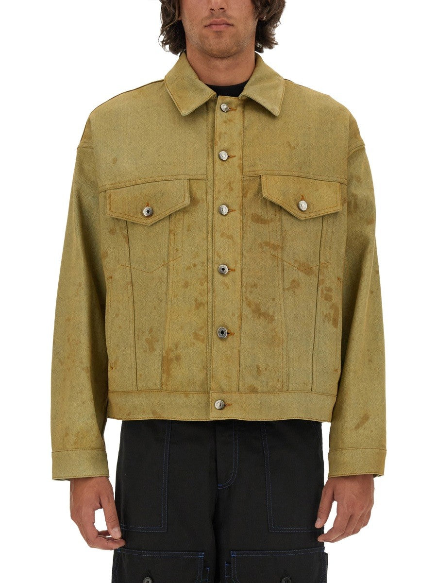 MSGM Men's Denim Jacket Dyed in Tea Blue MSGM