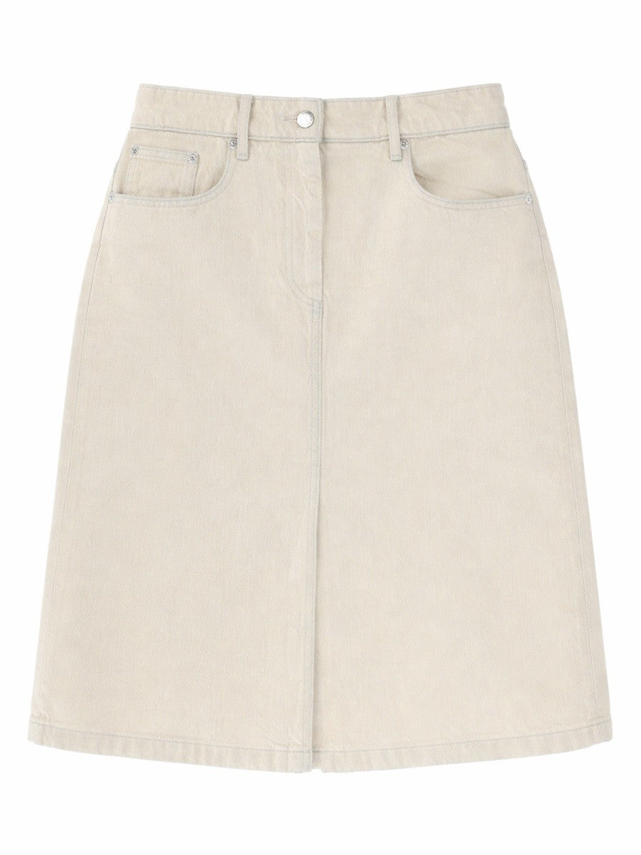 A.P.C Women's Denim Midi Skirt Pink
