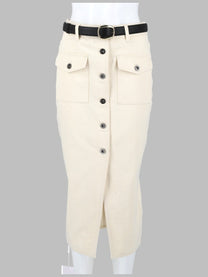 self-portrait Women's Denim Midi Skirt Beige
