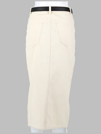 self-portrait Women's Denim Midi Skirt Beige