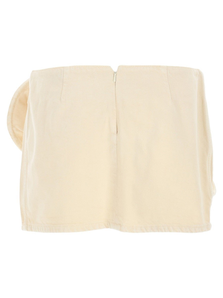 Magda Butrym Women's Denim Miniskirt Beige Magda Butrym