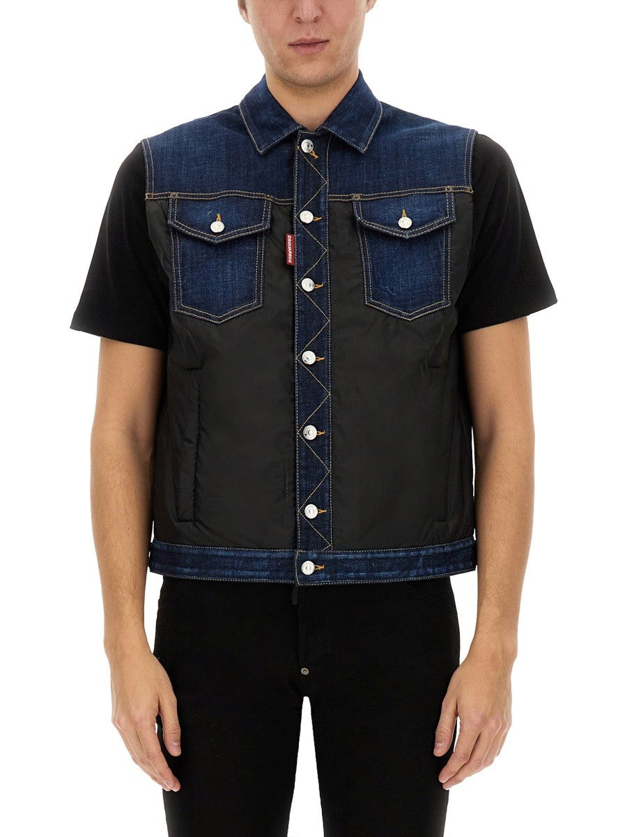 Dsquared2 Men's Denim Puffer Vest Blue Dsquared2