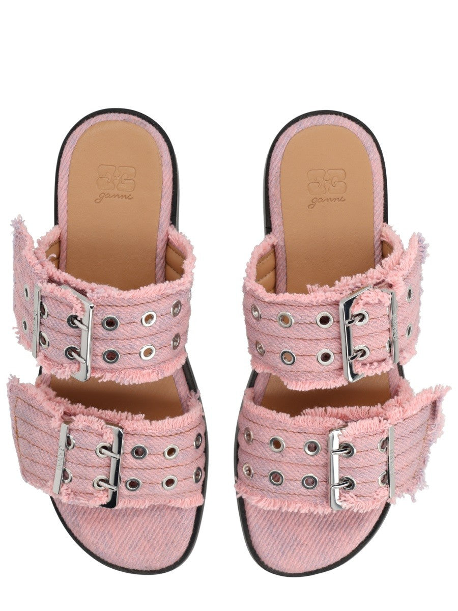 Ganni Women's Denim Sandal Blue