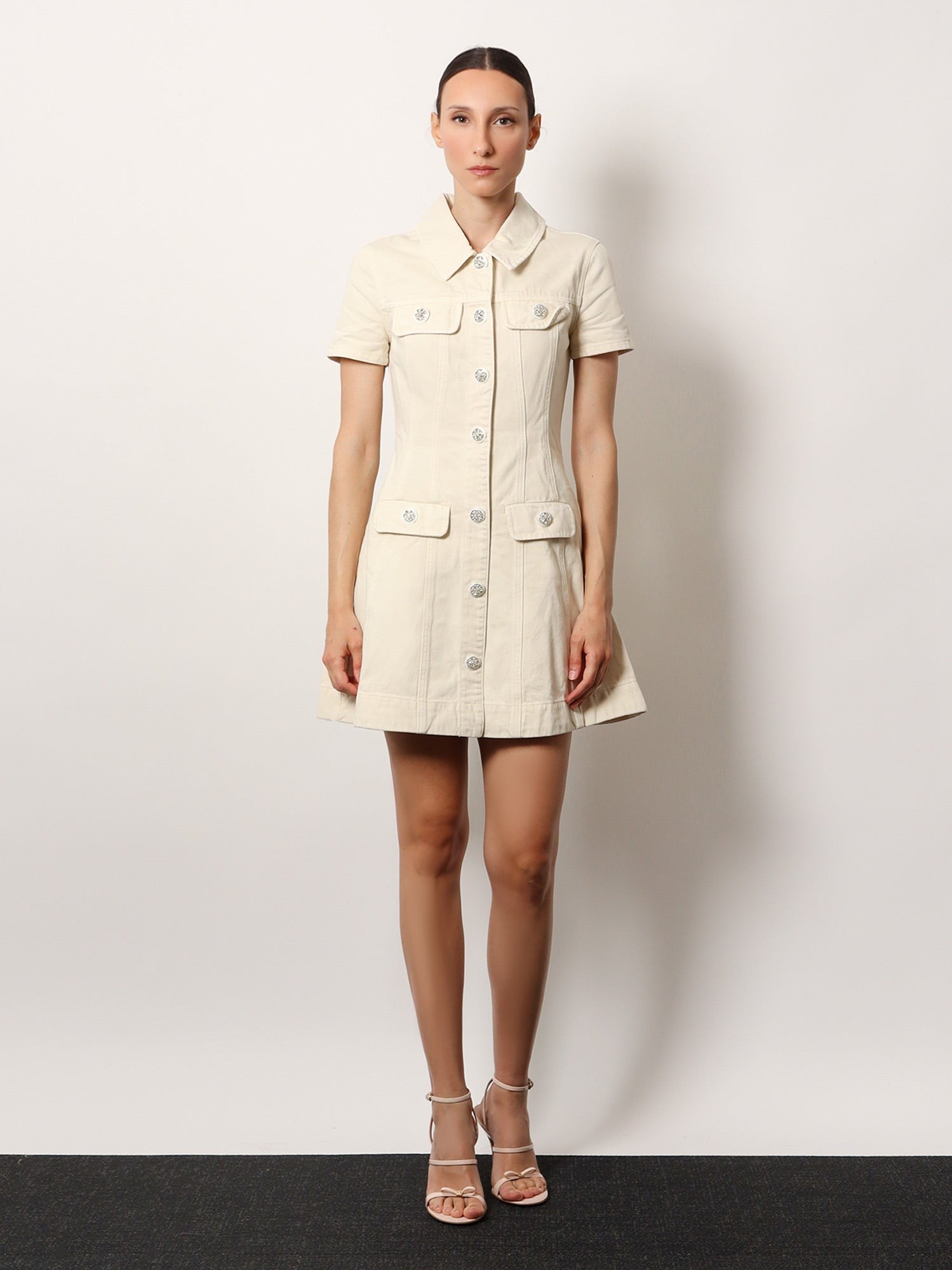 self-portrait Women's Denim Short Dress White self-portrait