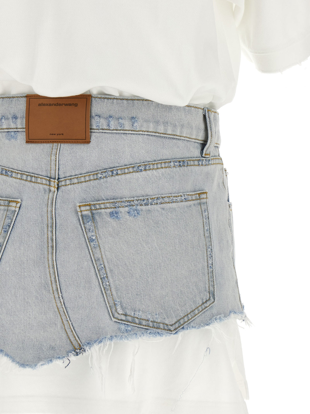 alexanderwang Denim Skirt Polo Dress Gold, view 4