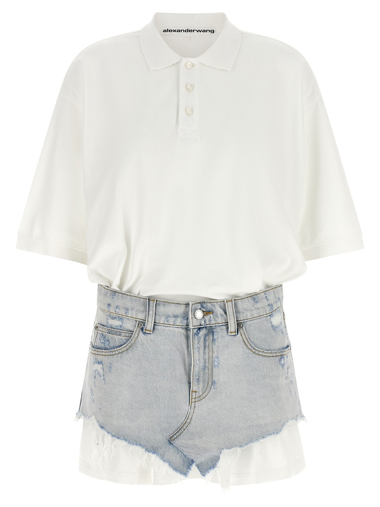 alexanderwang Denim Skirt Polo Dress Gold