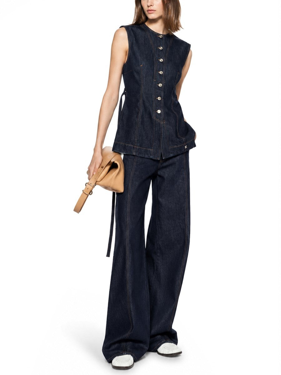 Sportmax Women's Denim Sleeveless Top Blue