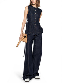 Sportmax Women's Denim Sleeveless Top Blue