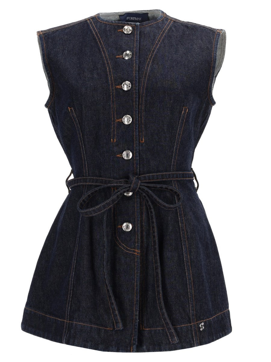 Sportmax Women's Denim Sleeveless Top Blue