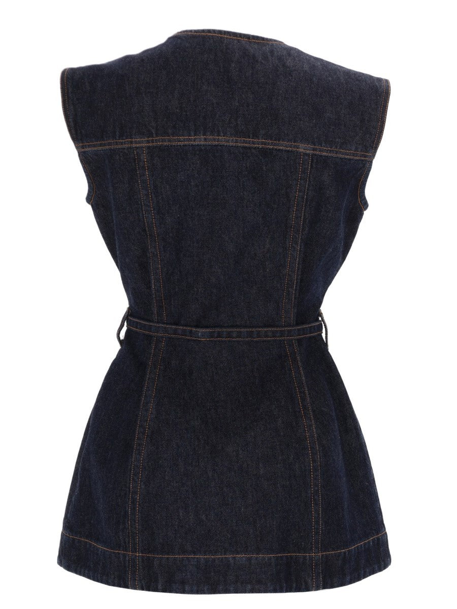 Sportmax Women's Denim Sleeveless Top Blue