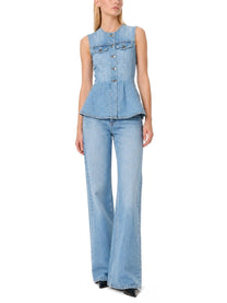 Rotate Women's Denim Top Blue