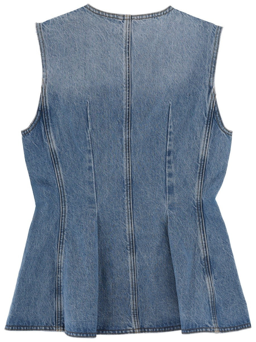 Rotate Women's Denim Top Blue