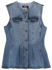 Rotate Women's Denim Top Blue