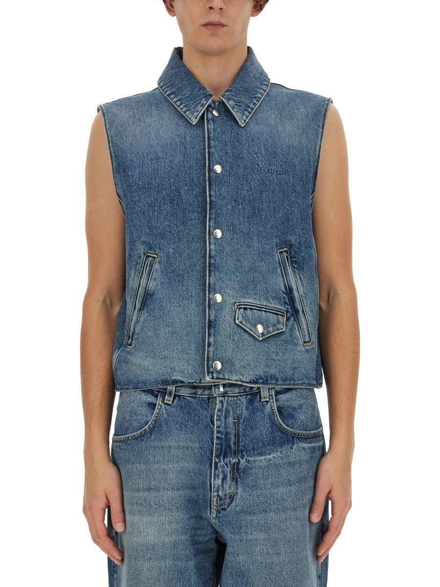 Givenchy Men's Denim Vest Blue Givenchy