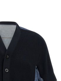 Sacai Denim Knit Cardigan Blue