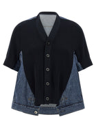Sacai Denim Knit Cardigan Blue