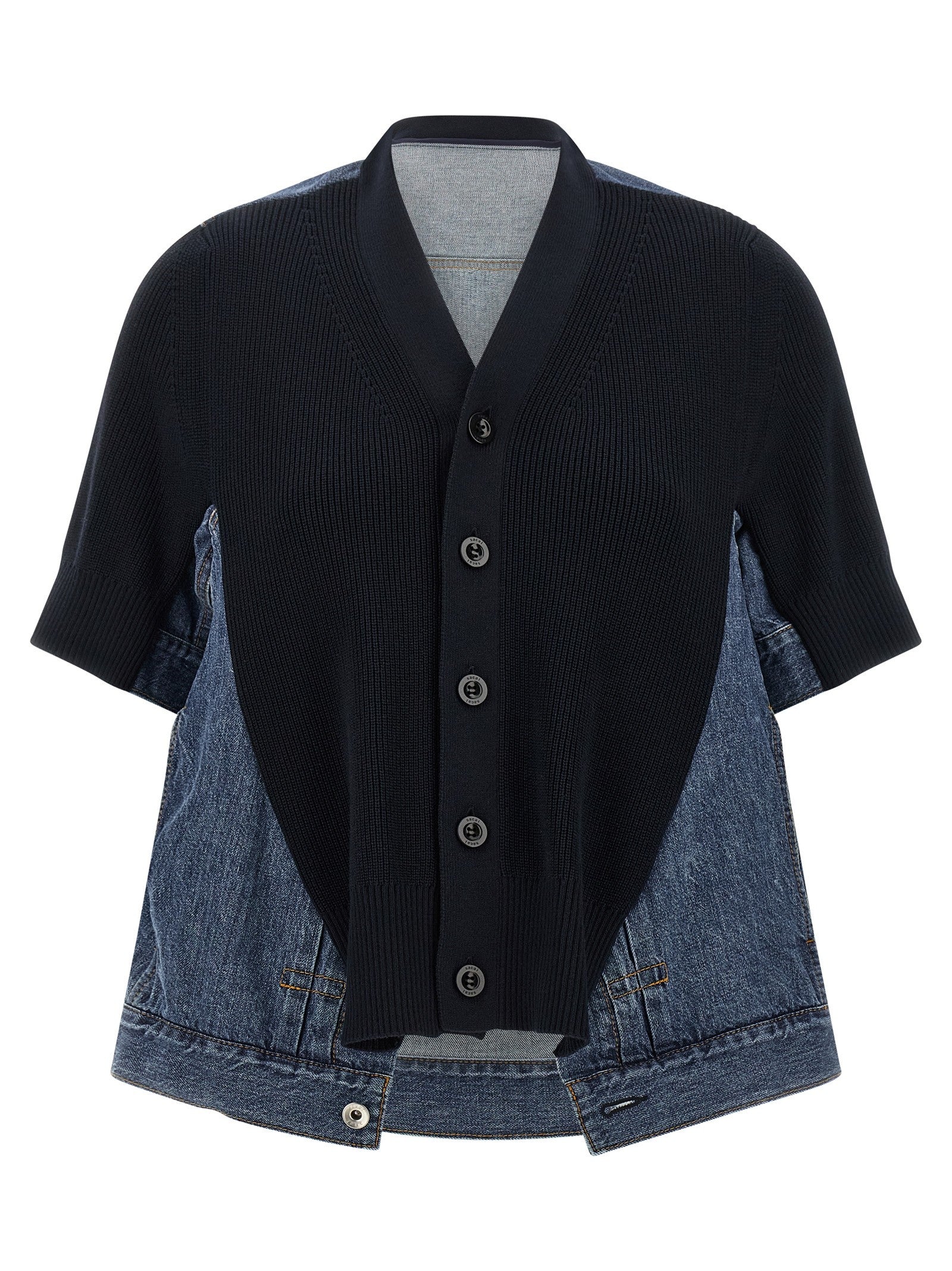 Sacai Denim Knit Cardigan Blue