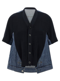 Sacai Denim Knit Cardigan Blue