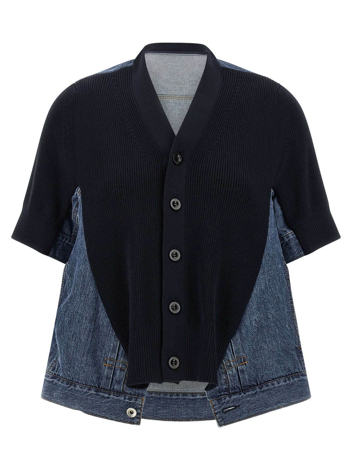 Sacai Denim Knit Cardigan Blue