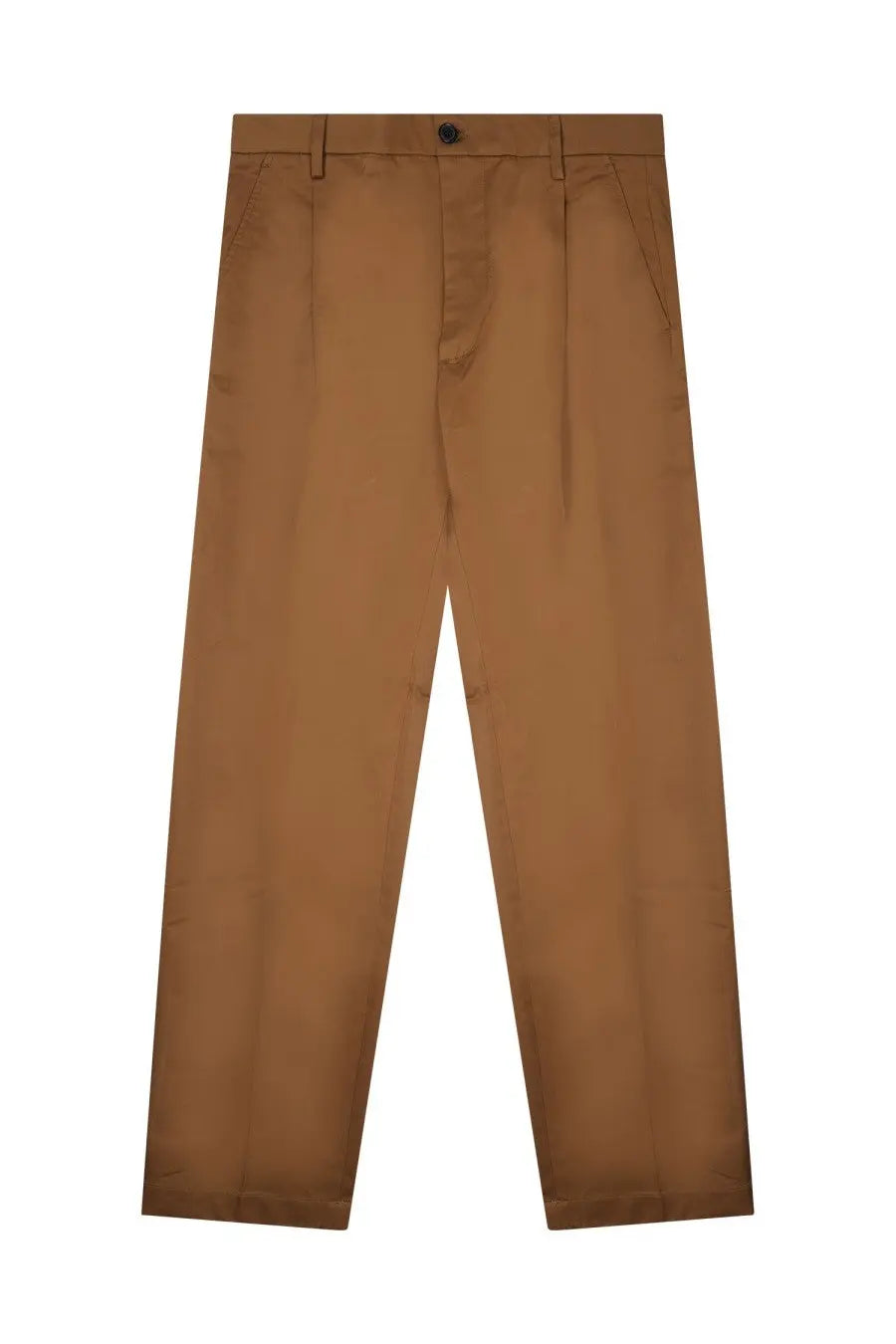 Department five men’s pantalone gin brown tan pleated chino trousers with button closure and straight-leg cut