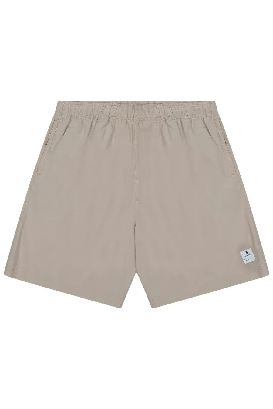 Department Five men’s beige athletic shorts with elastic waistband and small white brand tag on lower right leg