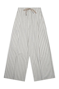 Department Five women’s pantalone sly palazzo white wide-leg pants with white and black vertical stripes and drawstring waistband
