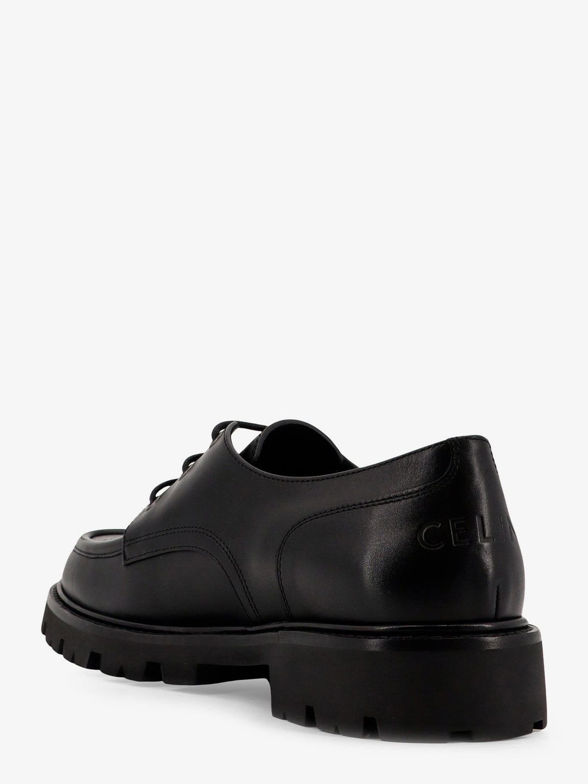 Celine Men's Derby Margaret Leather Lace up Shoes Black, view 3