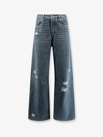 Dior Men's Destroyed Effect Blue Denim Jeans Blue