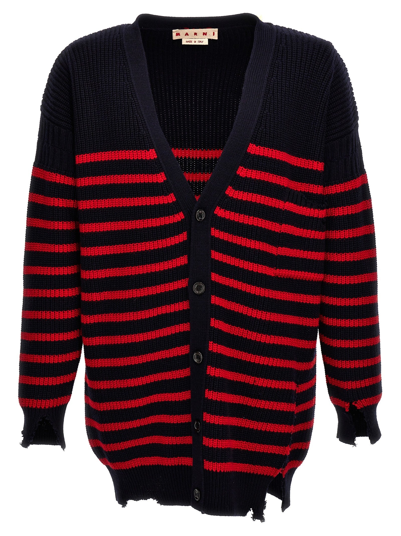Marni Destroyed Effect Striped Cardigan Gold