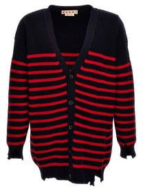 Marni Destroyed Effect Striped Cardigan Gold