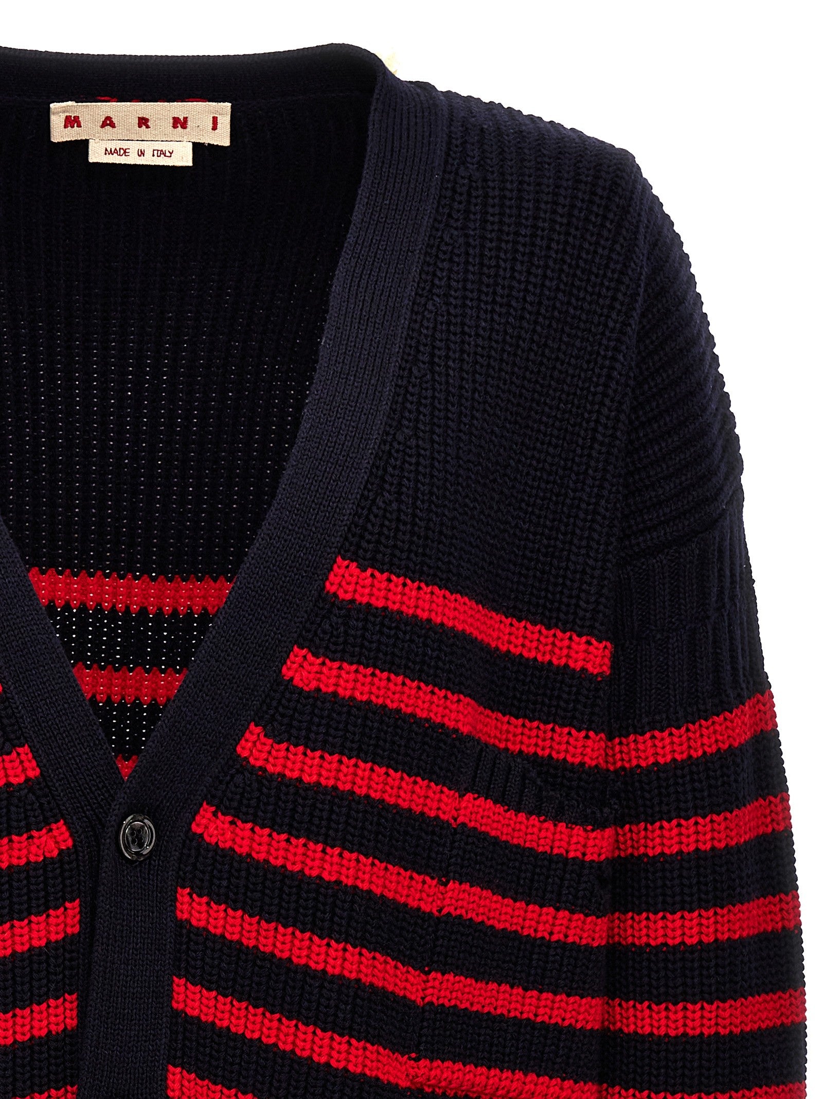 Marni Destroyed Effect Striped Cardigan Gold