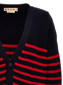 Marni Destroyed Effect Striped Cardigan Gold
