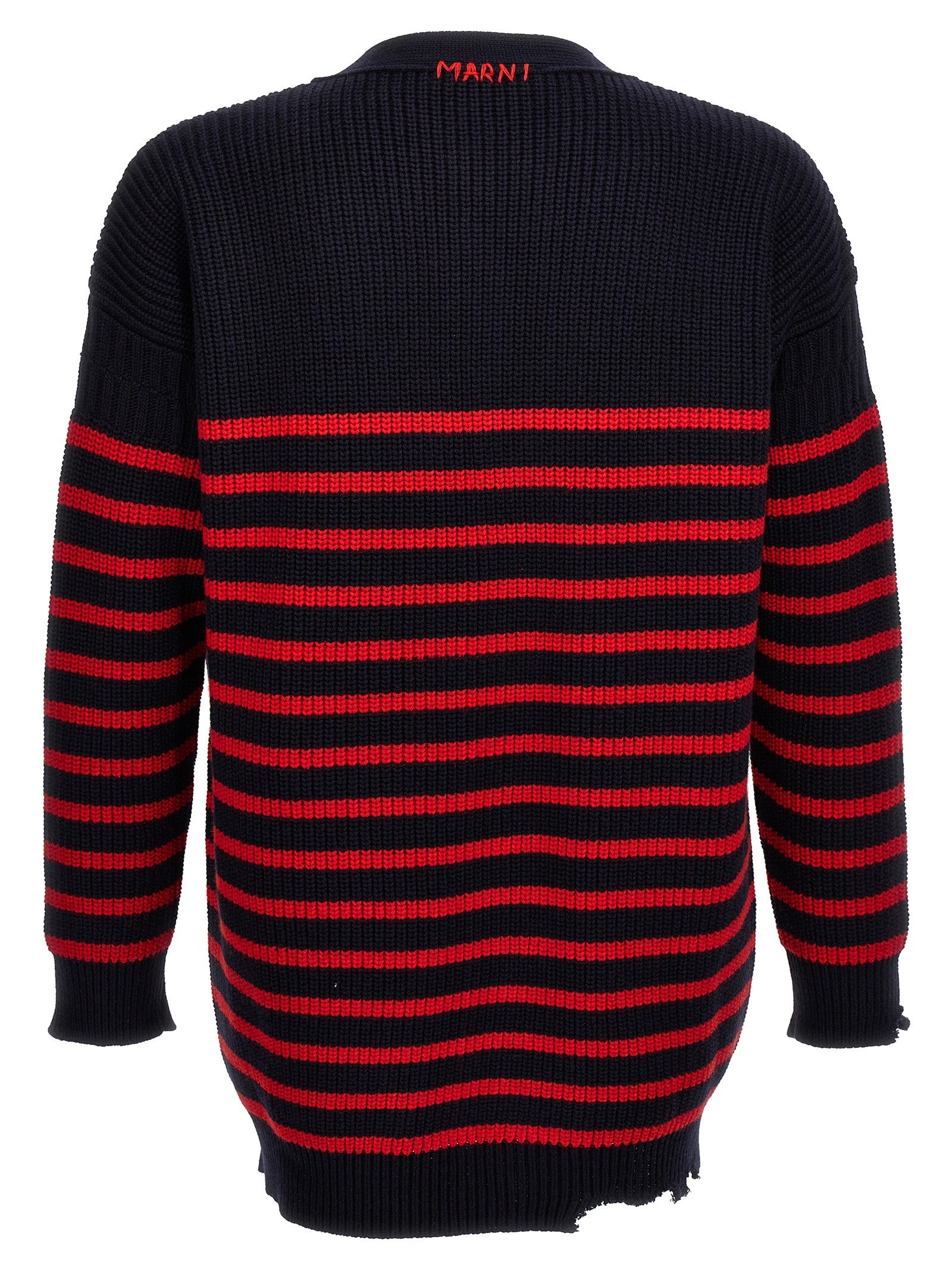 Marni Destroyed Effect Striped Cardigan Gold