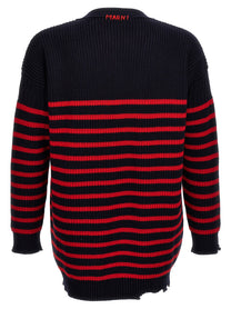 Marni Destroyed Effect Striped Cardigan Gold