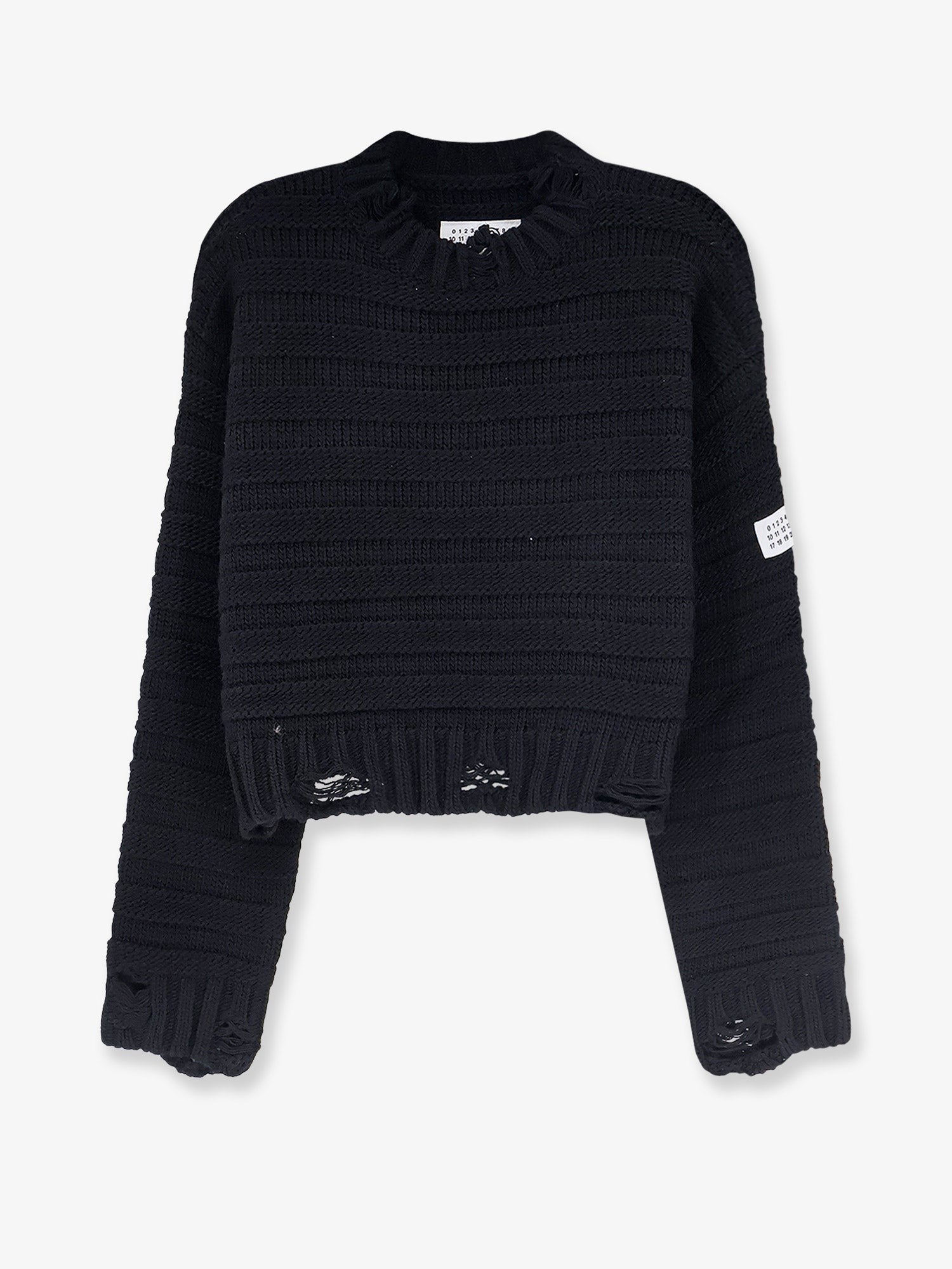 MM6 Maison Margiela Women's Destroyed Effect Wool Blend Sweater Black