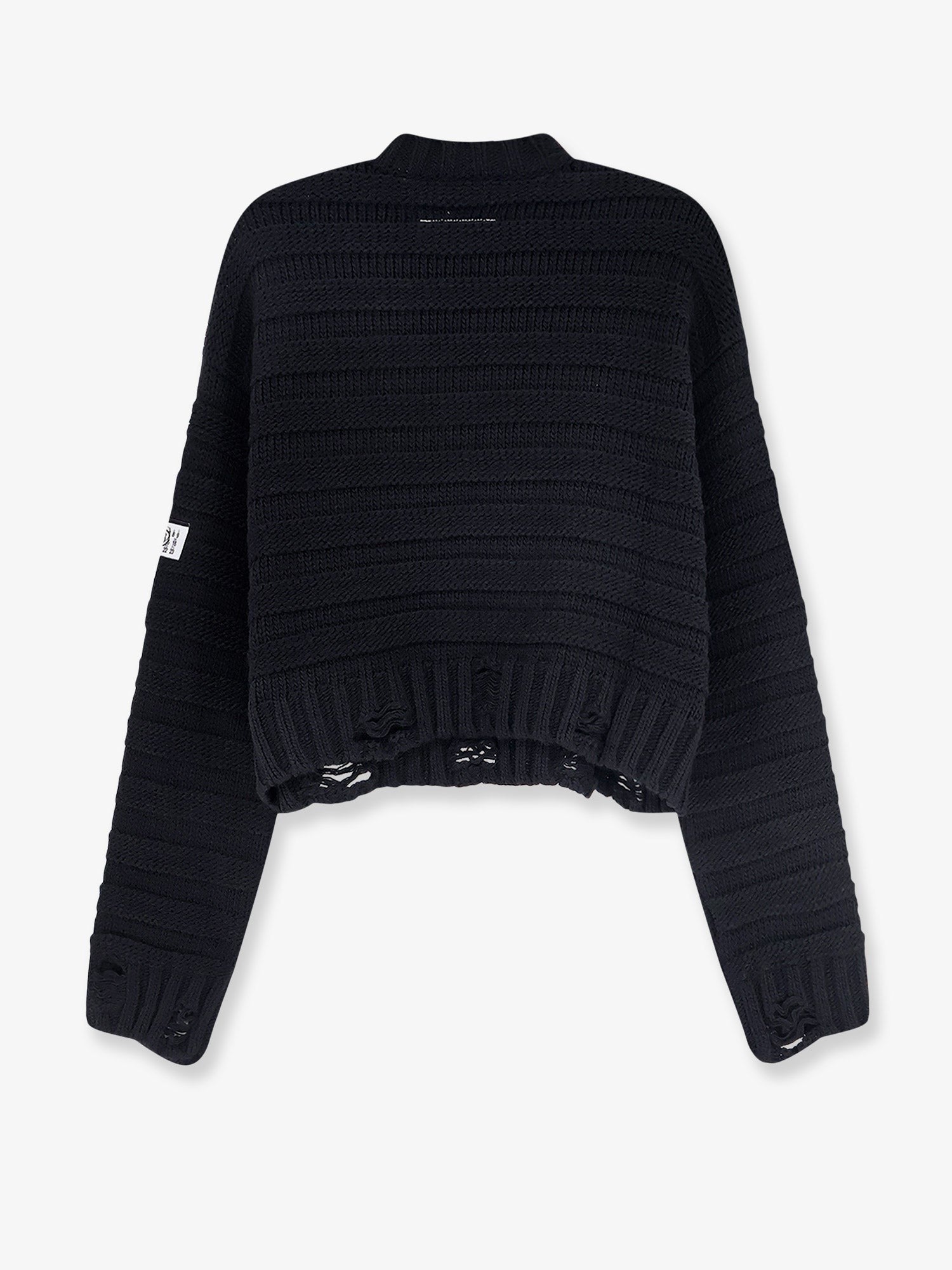 MM6 Maison Margiela Women's Destroyed Effect Wool Blend Sweater Black