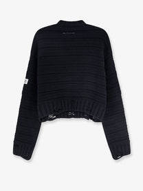 MM6 Maison Margiela Women's Destroyed Effect Wool Blend Sweater Black