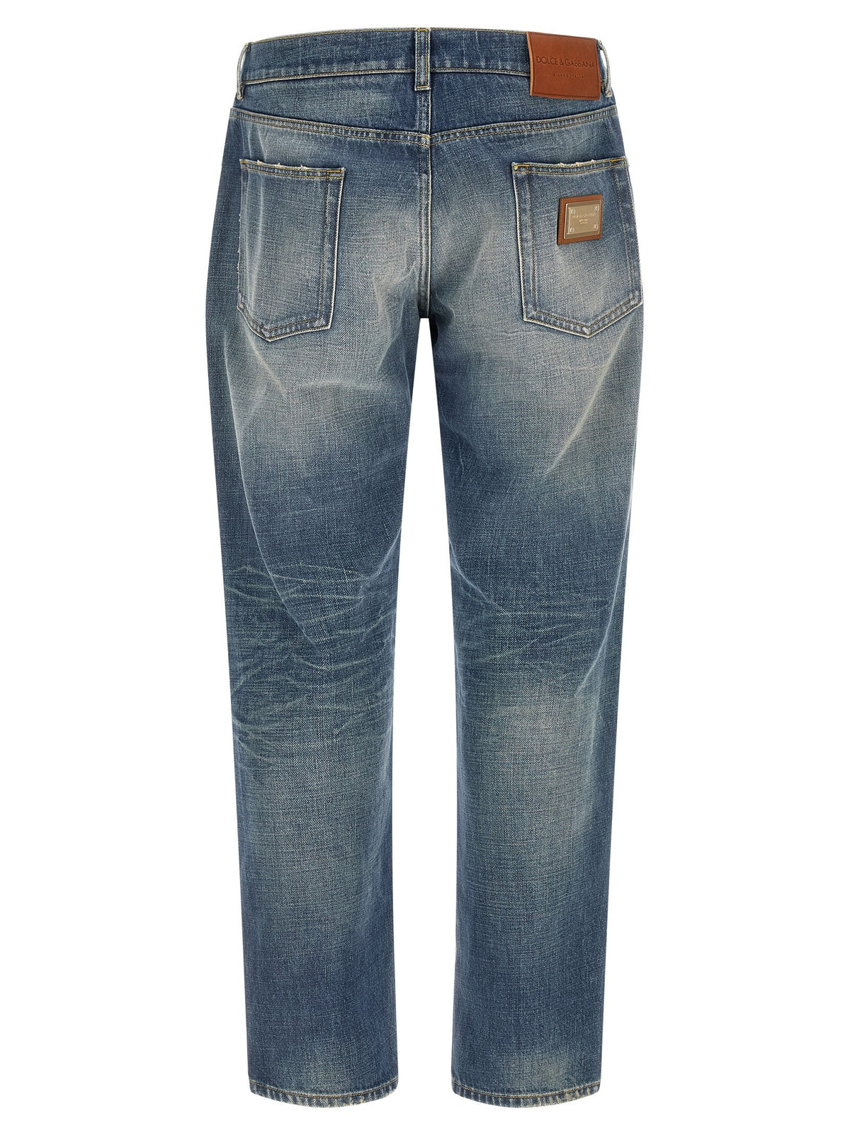 Dolce &amp; Gabbana Destroyed Plaque Jeans Blue