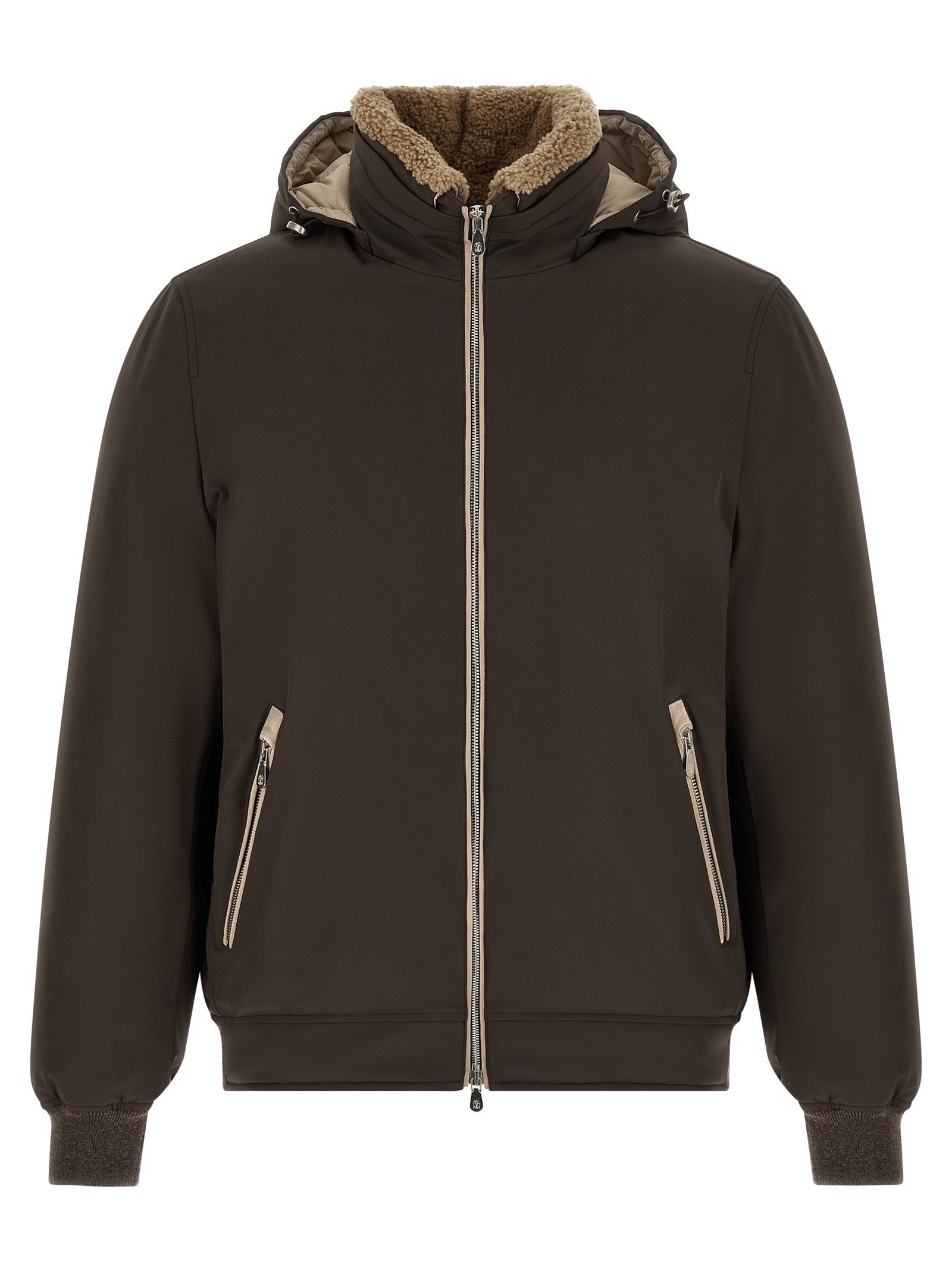 Brunello Cucinelli Detachable Hood Down Jacket Brown