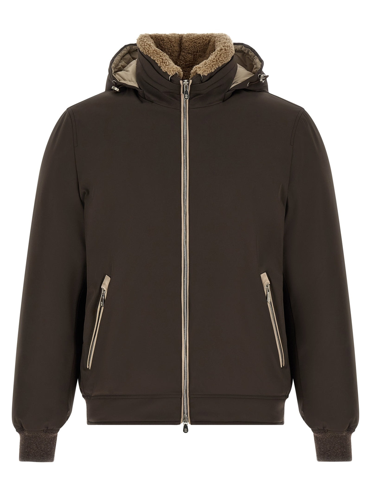 Brunello Cucinelli Detachable Hood Down Jacket Brown