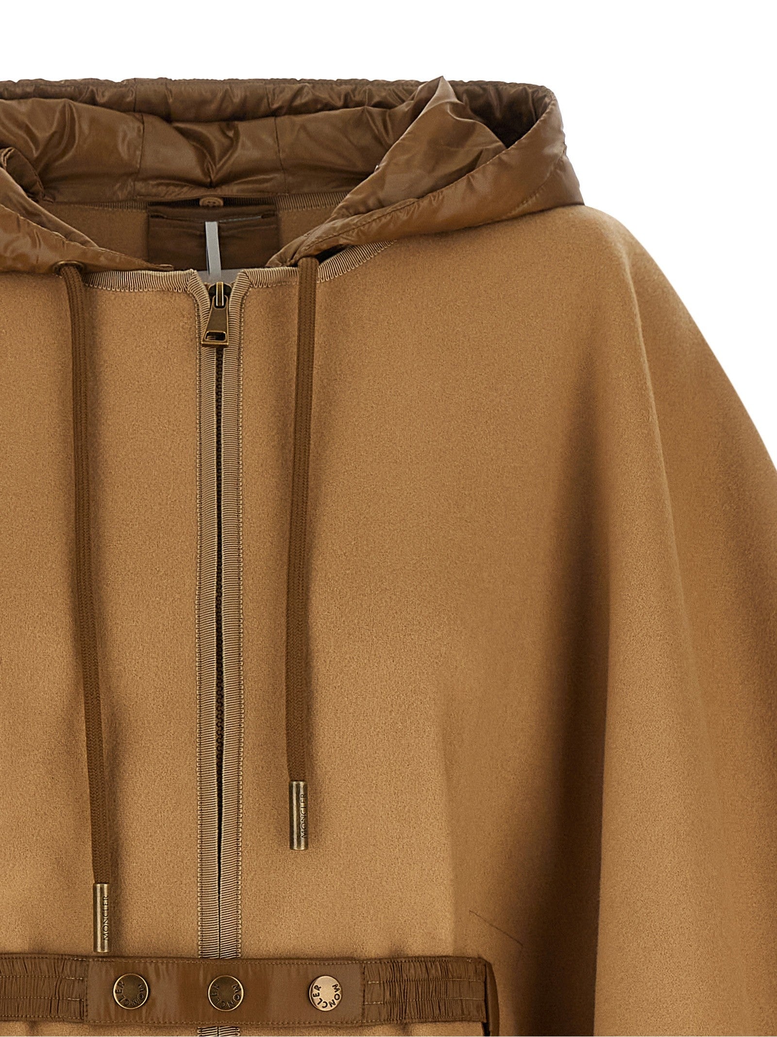 Moncler Detachable Hooded Cape Beige