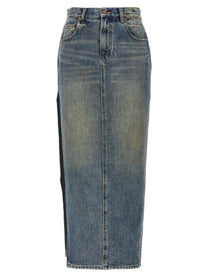 R13 Devon Side Slit Skirt Blue